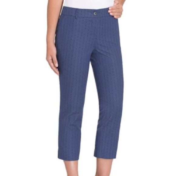 Hilary Radley Blue Combo Cropped Pants Size 14 - Picture 1 of 17